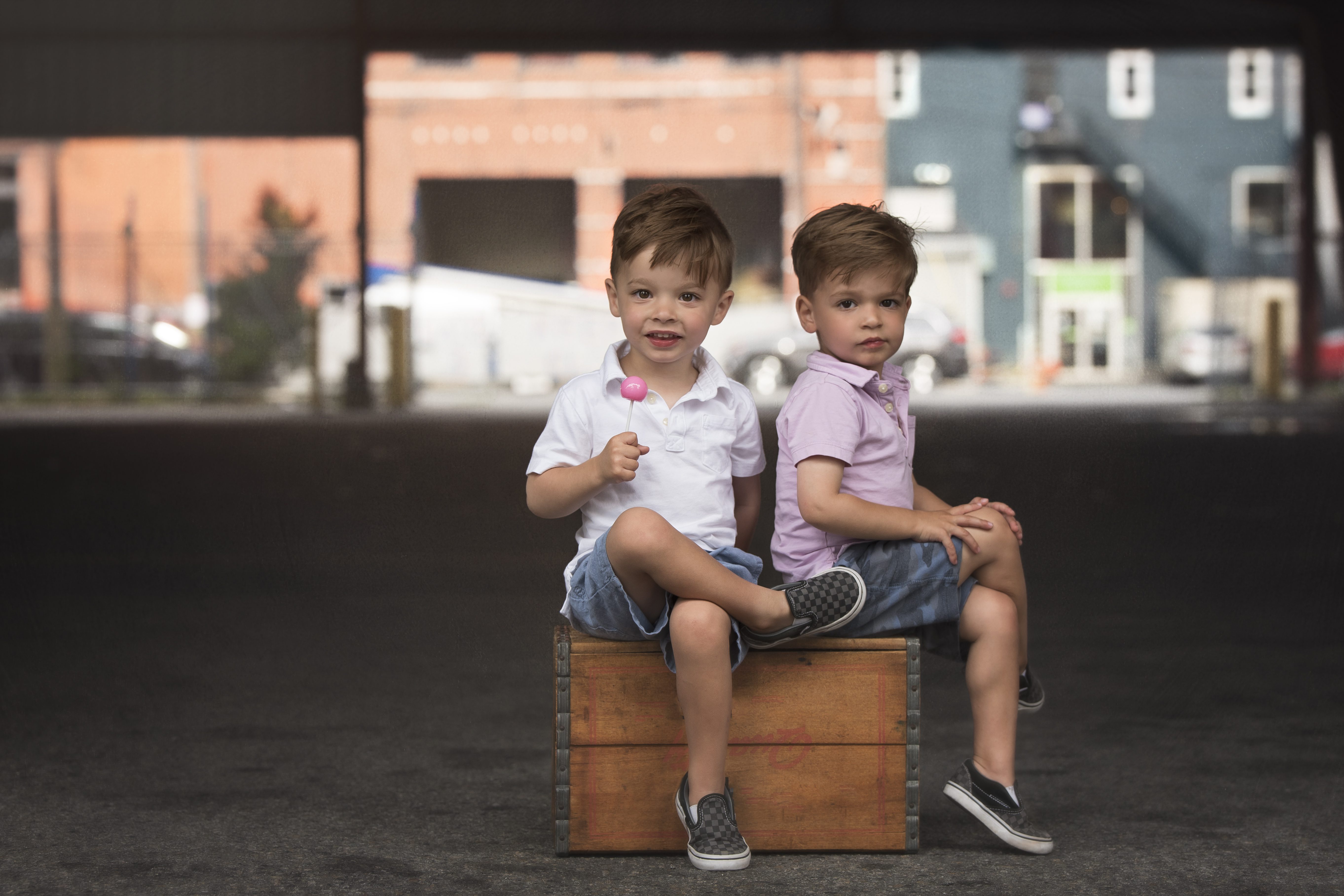 twin brothers posing at their hoboken nj family photoshoot