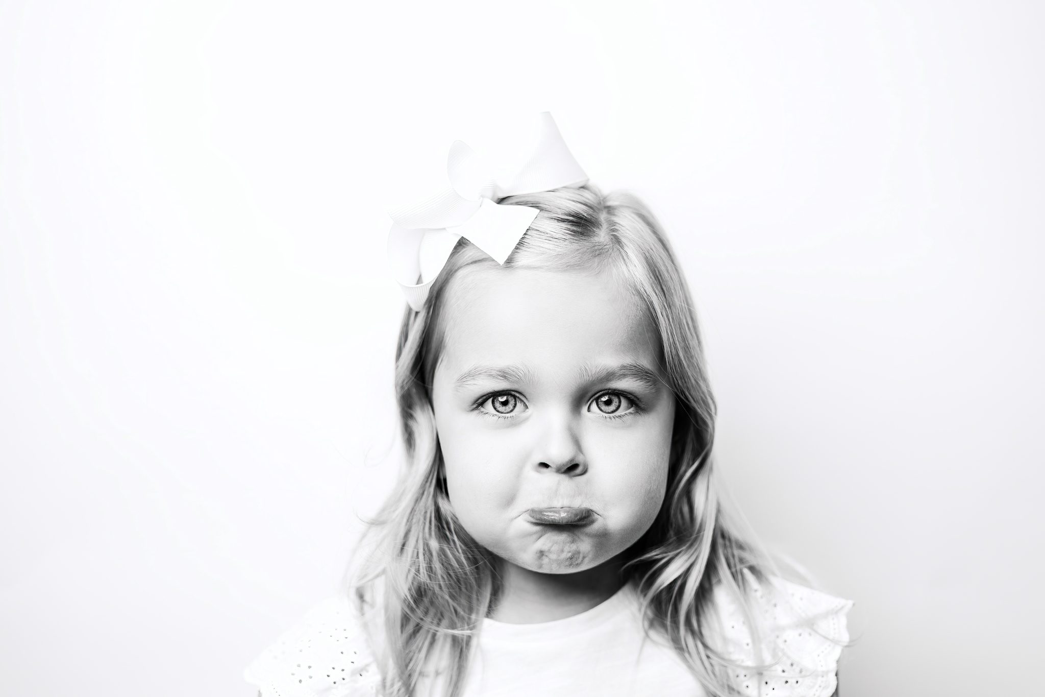 black and white portrait of child