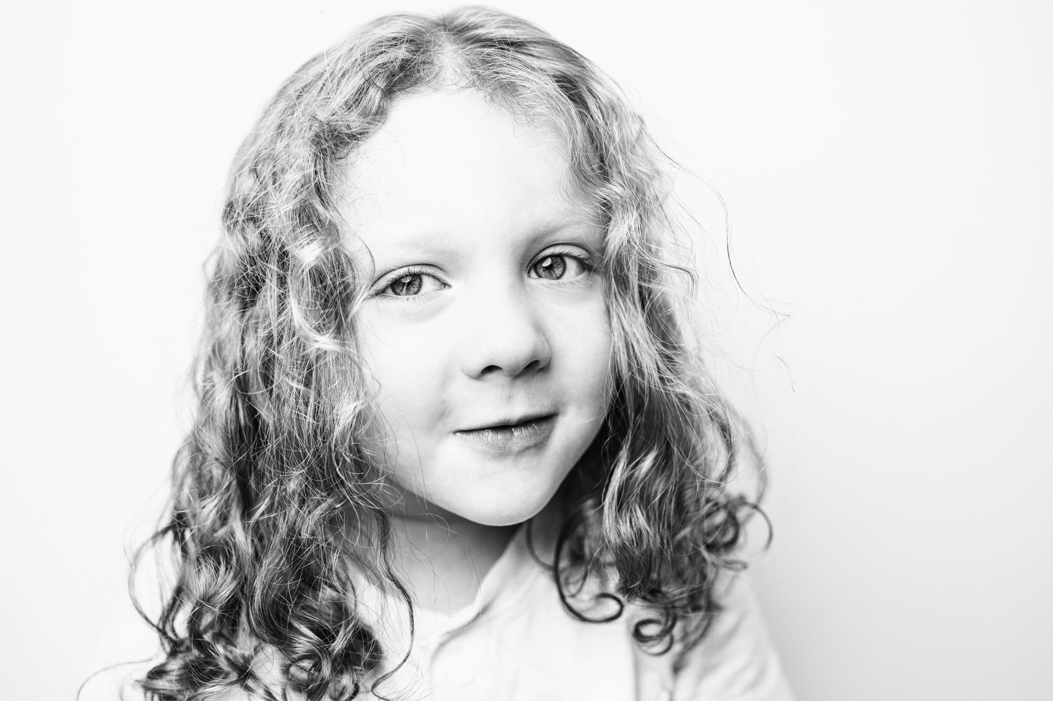 black and white portrait of child