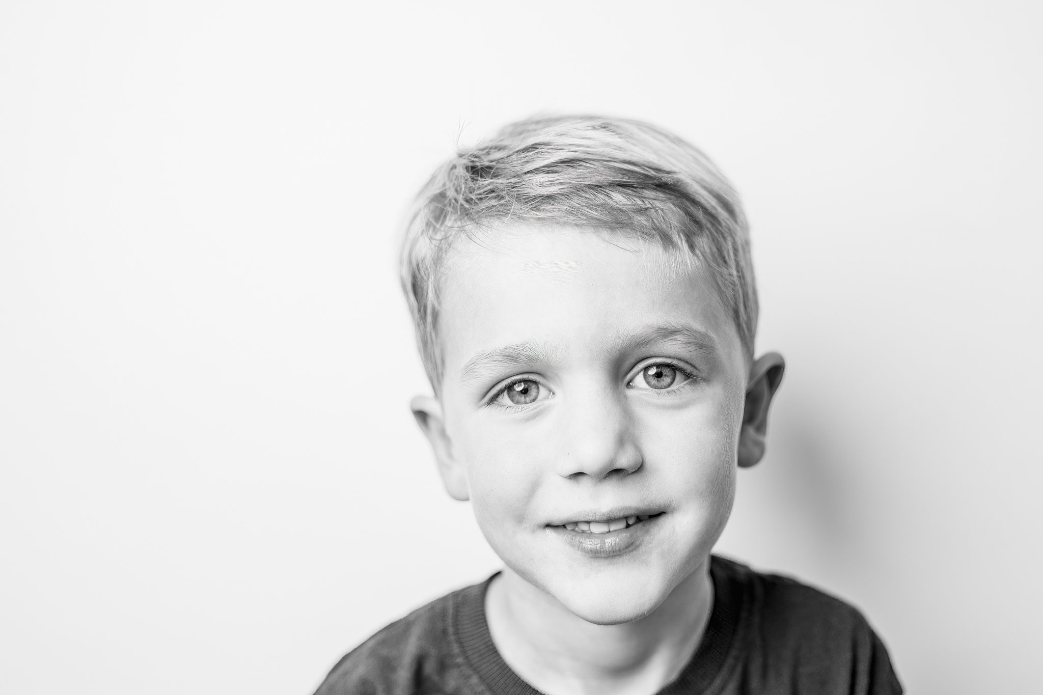 black and white portrait of child
