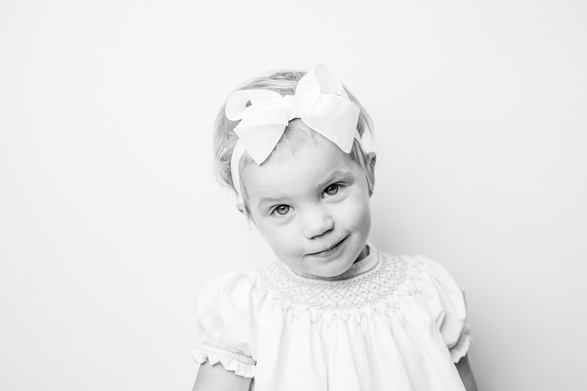 black and white portrait of child