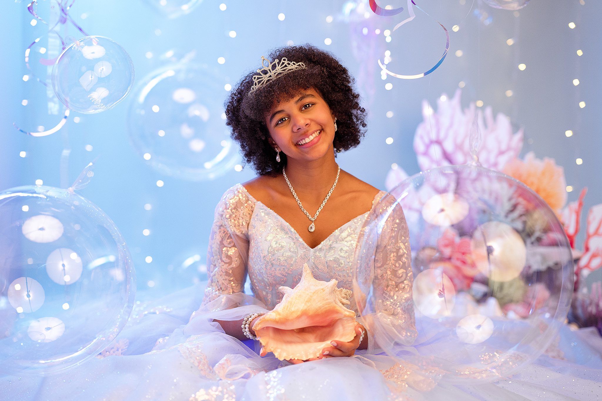 15 year old has a magical underwater photoshoot in Joan Marie Photography's Scotch Plains portrait studio