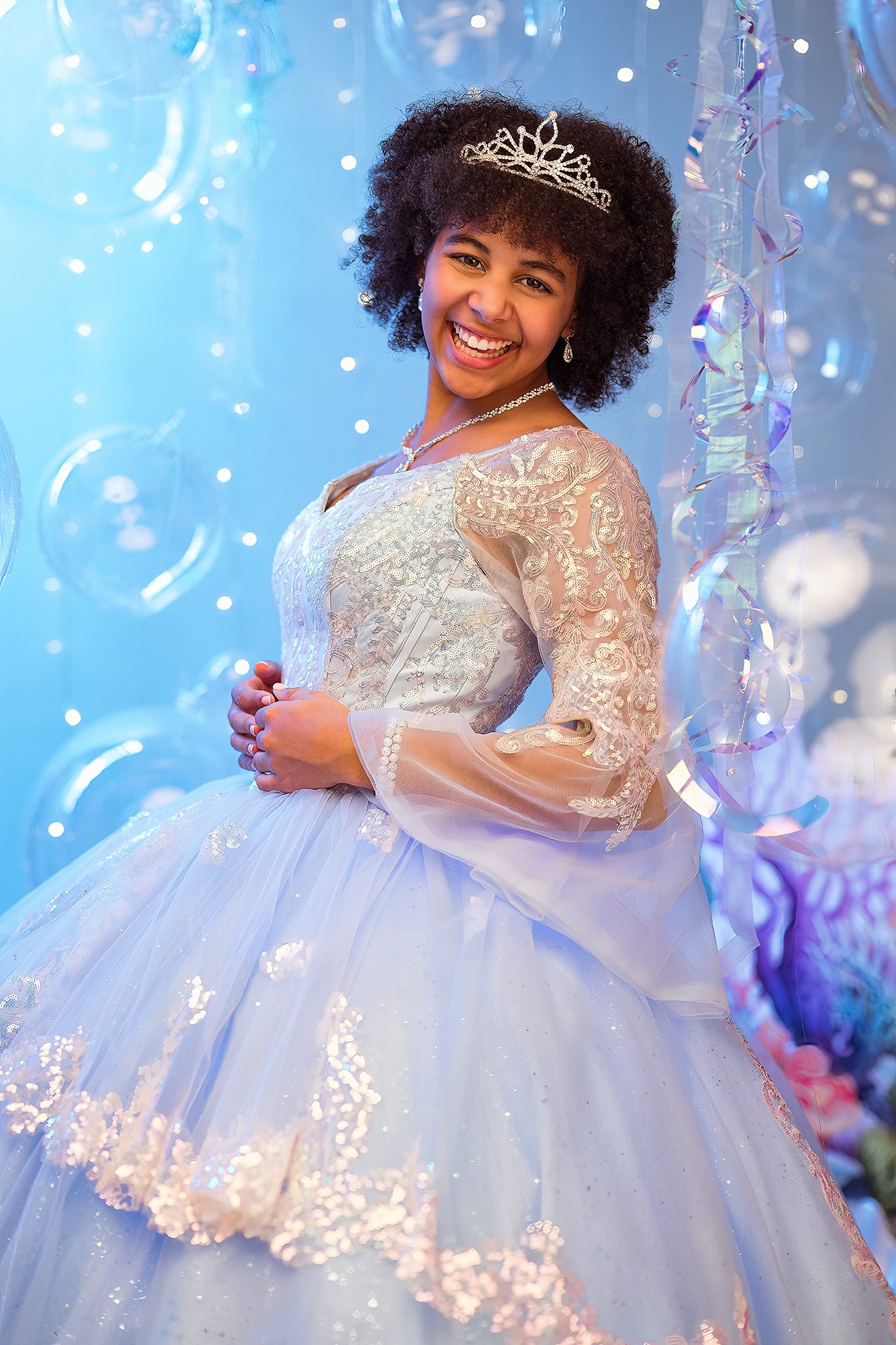 15 year old has a magical underwater photoshoot in Joan Marie Photography's Scotch Plains portrait studio