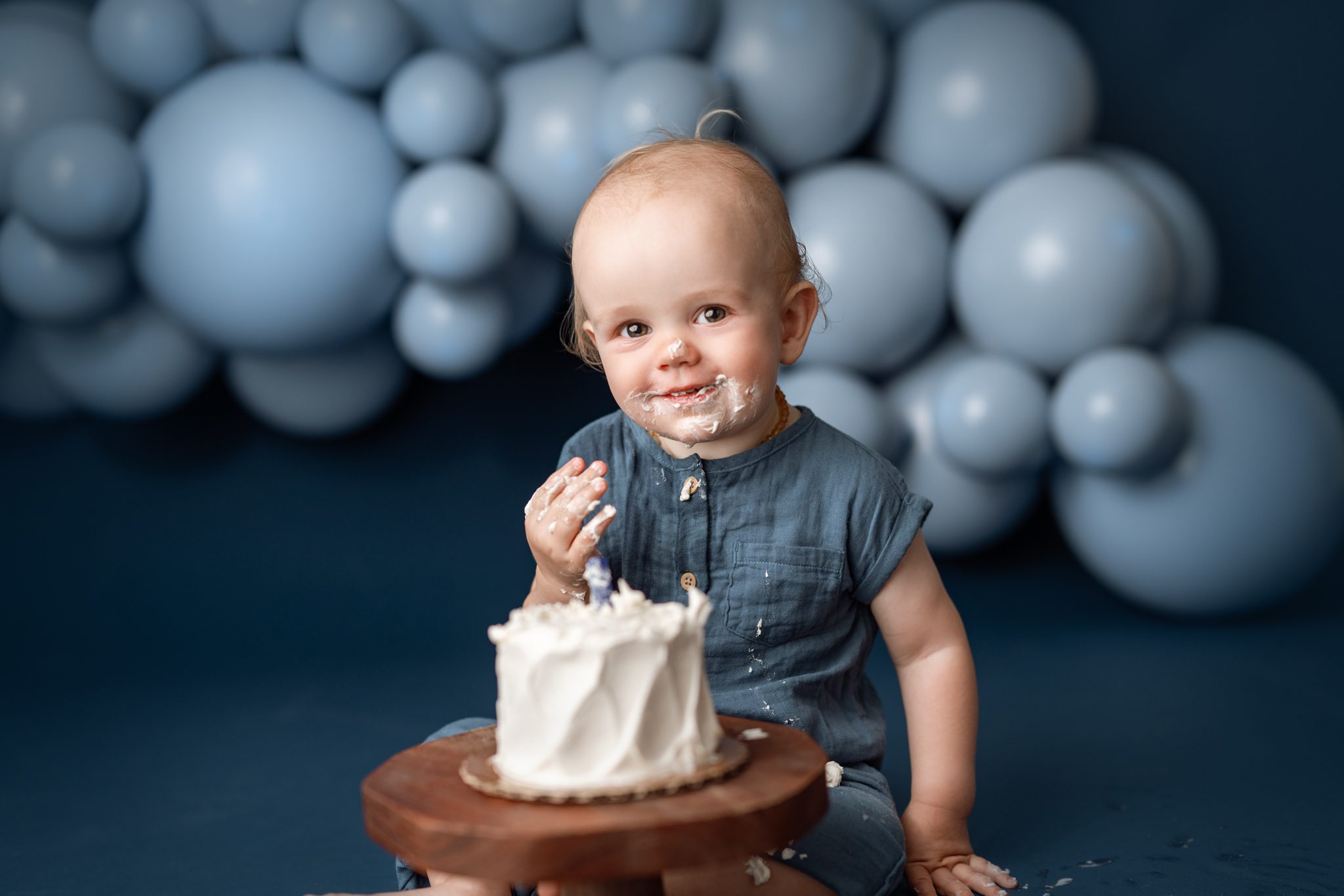 1st birthday cake smash session for baby boy in an Ocean Grove NJ vacation rental.