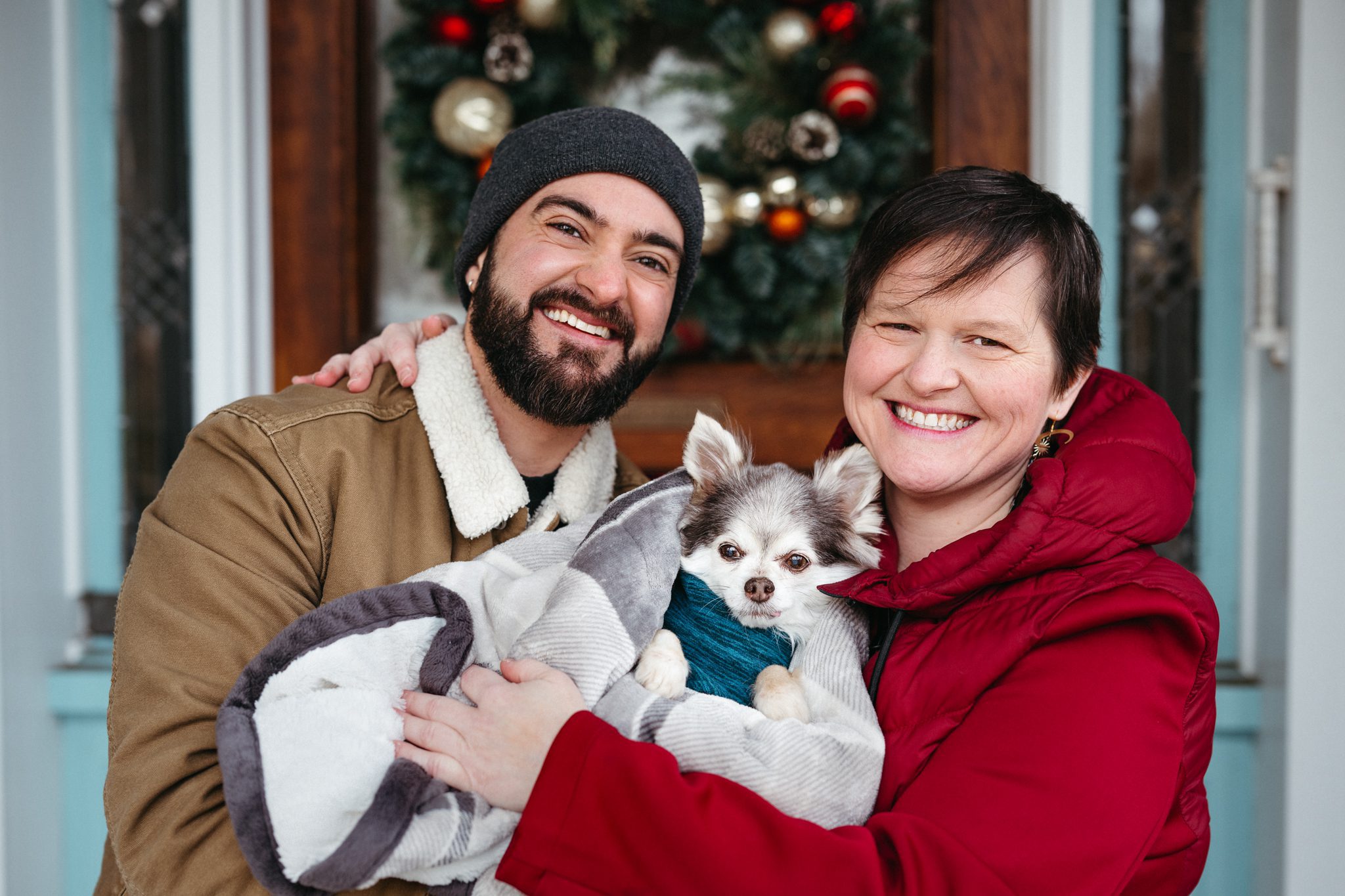 family photo of mom, dad and dog at their celebration of life photoshoot in Cranford NJ
