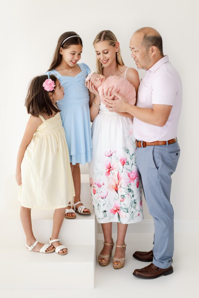 family portrait with new baby